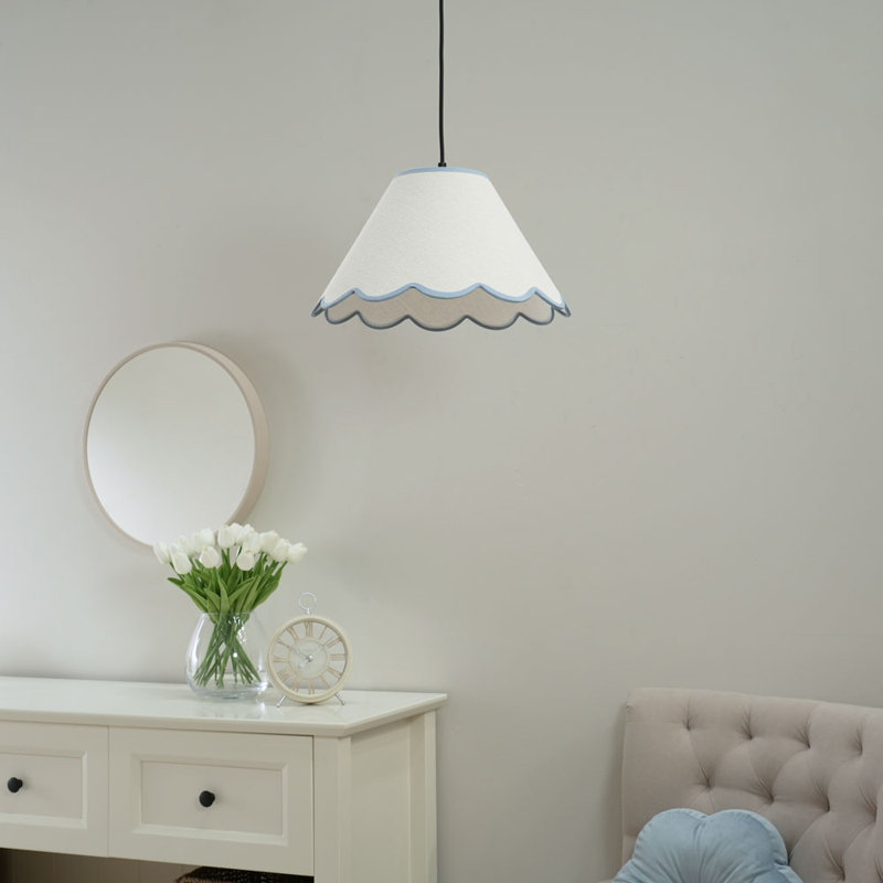 Florie Pendant Shade ( Clip On ) in Cream, 22cm H x 41cm W x 41cm D, Cream/Blue