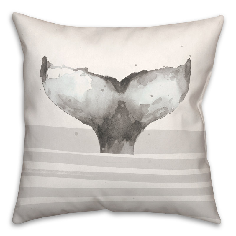  Whale Tail Square Pillow Cover & Insert, Gray