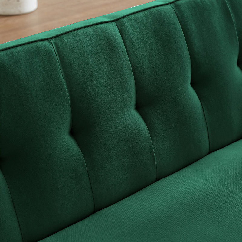 72" Mid-Century Style Linen Fabric Chesterfield Sofa 72"., Vert