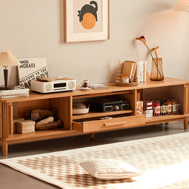 Meuble télé en bois massif moderne et minimaliste