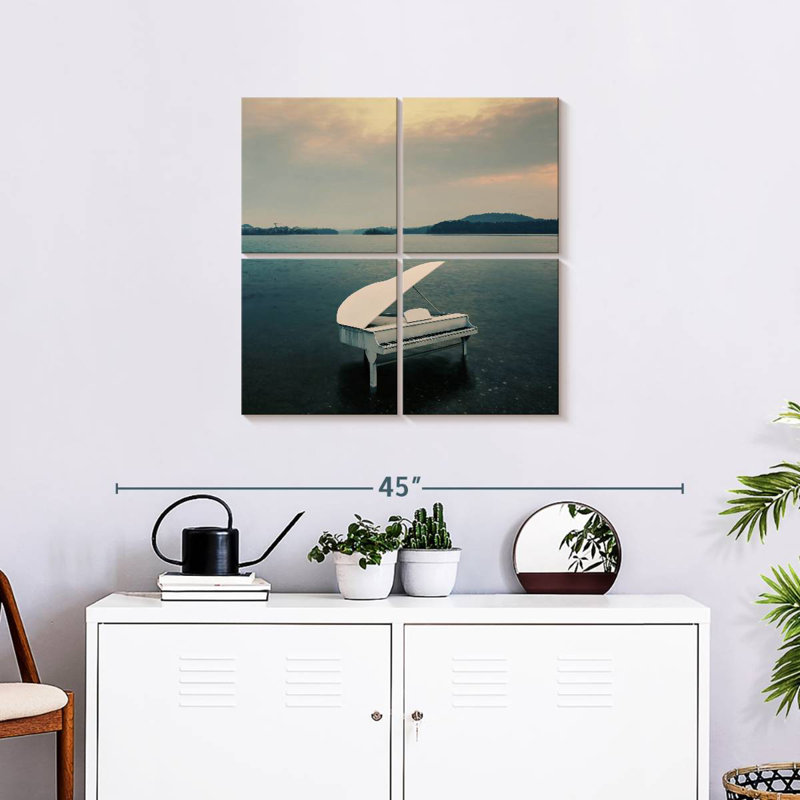Piano au bord de la mer, H 26 po x l 26 po