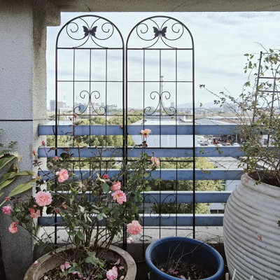 Barrière de jardin, treillis de jardin en métal 71 po x 19,7 po à treillis antirouille pour plantes grimpantes