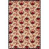Janelle Style Wool Floral Area Rug in Red
