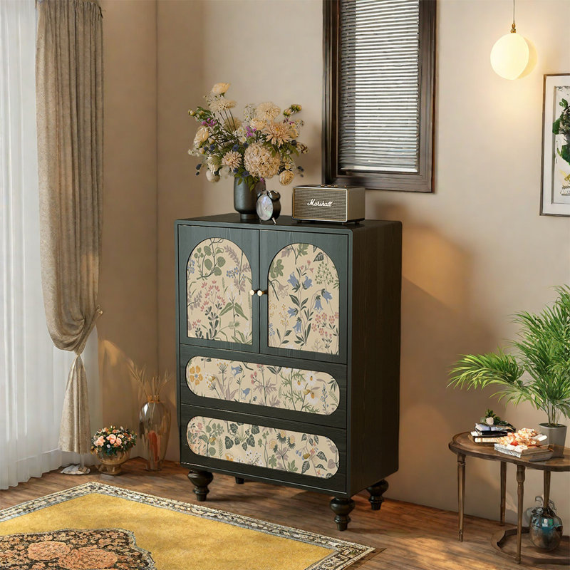 Armoire de rangement décorative en bois de pin