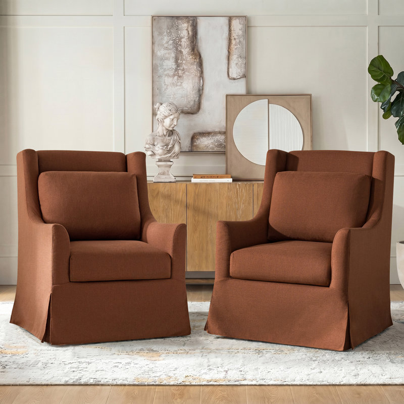 Fauteuil décoratif pivotant avec coussin lombaire l 29,5 po Claudio, Rust, 2