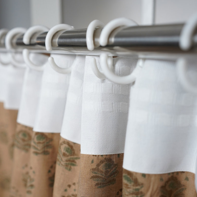 Floral Block Print Linen Curtain Handmade & Eco-Friendly, Bheeshma, Brown, 54" W x 63" L