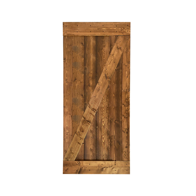 Porte de grange en bois lambrissé, 36 po x 84 po, Noyer