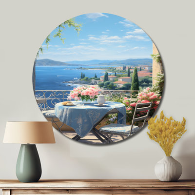 French Coastal Retreat In Provence II - Landscapes Round Metal Art