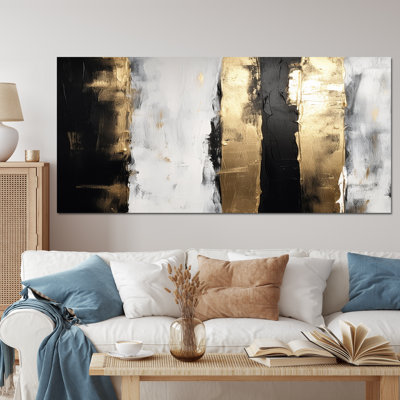 Minimal Joy In Black And Gold VIII - Abstract Print Canvas Wall Art