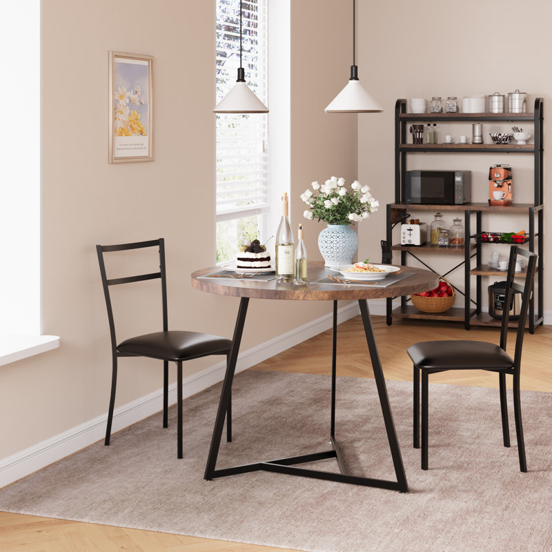 Round Dining Table for 2, Brown