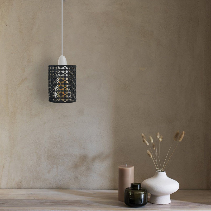Hallberg Metal Drum Lamp Shade ( Screw On ), Black