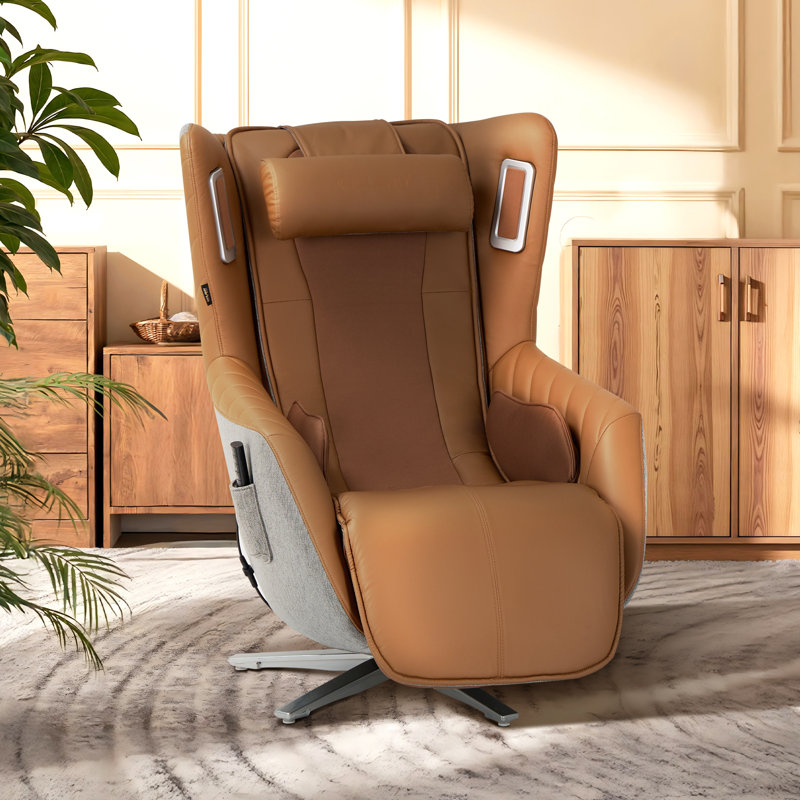 Heated Leather Massage Chair with SL Track, Zero-Gravity Functionality, and Bluetooth Connectivity, Brown