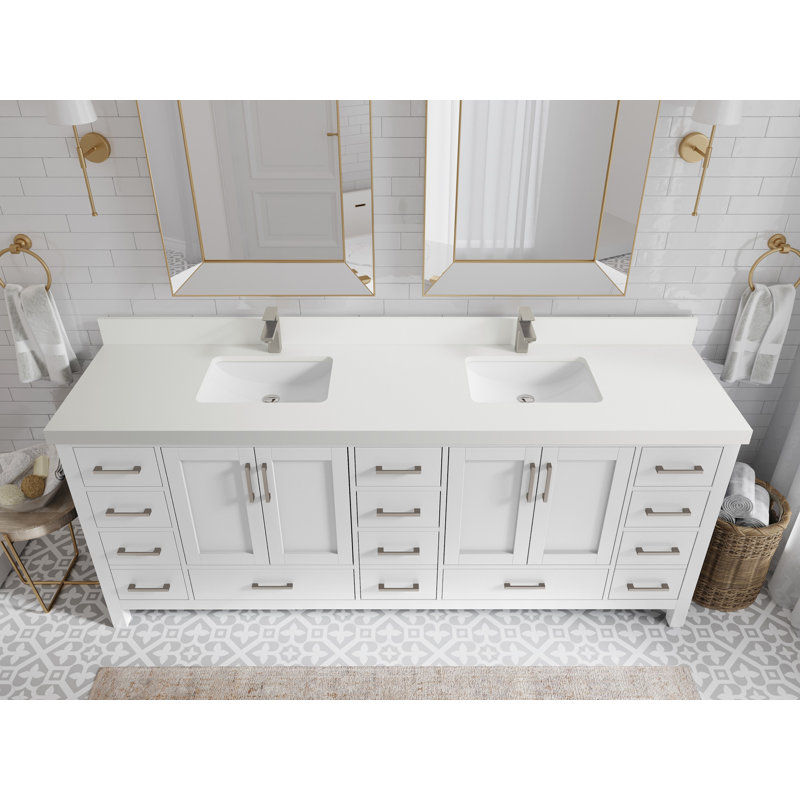 Malibu 84'' Double Bathroom Vanity with Quartz Top, WWCL1920