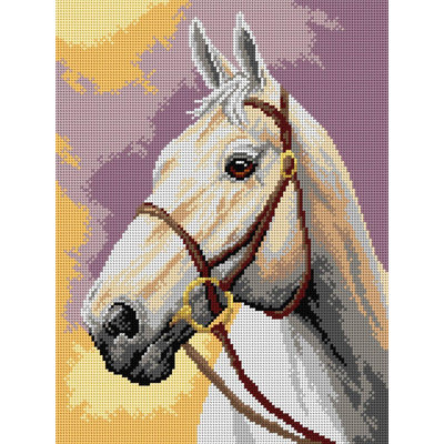  Toile à point d'aiguille pour demi-point sans fil Cheval blanc 3373J