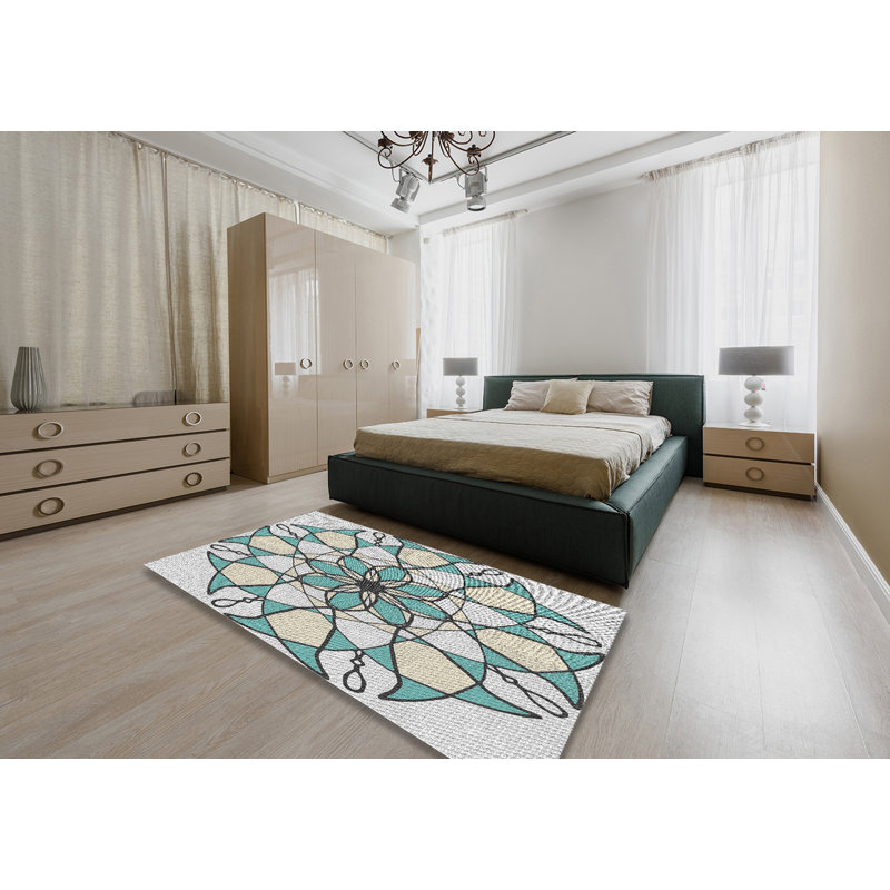 Tapis blanc cassé/vert mer, Rectangle 5 pi x 7 pi