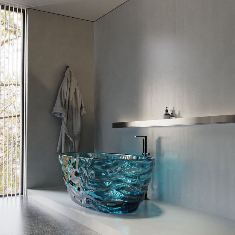 Baignoire de trempage autoportante 65,7 po, Bleu