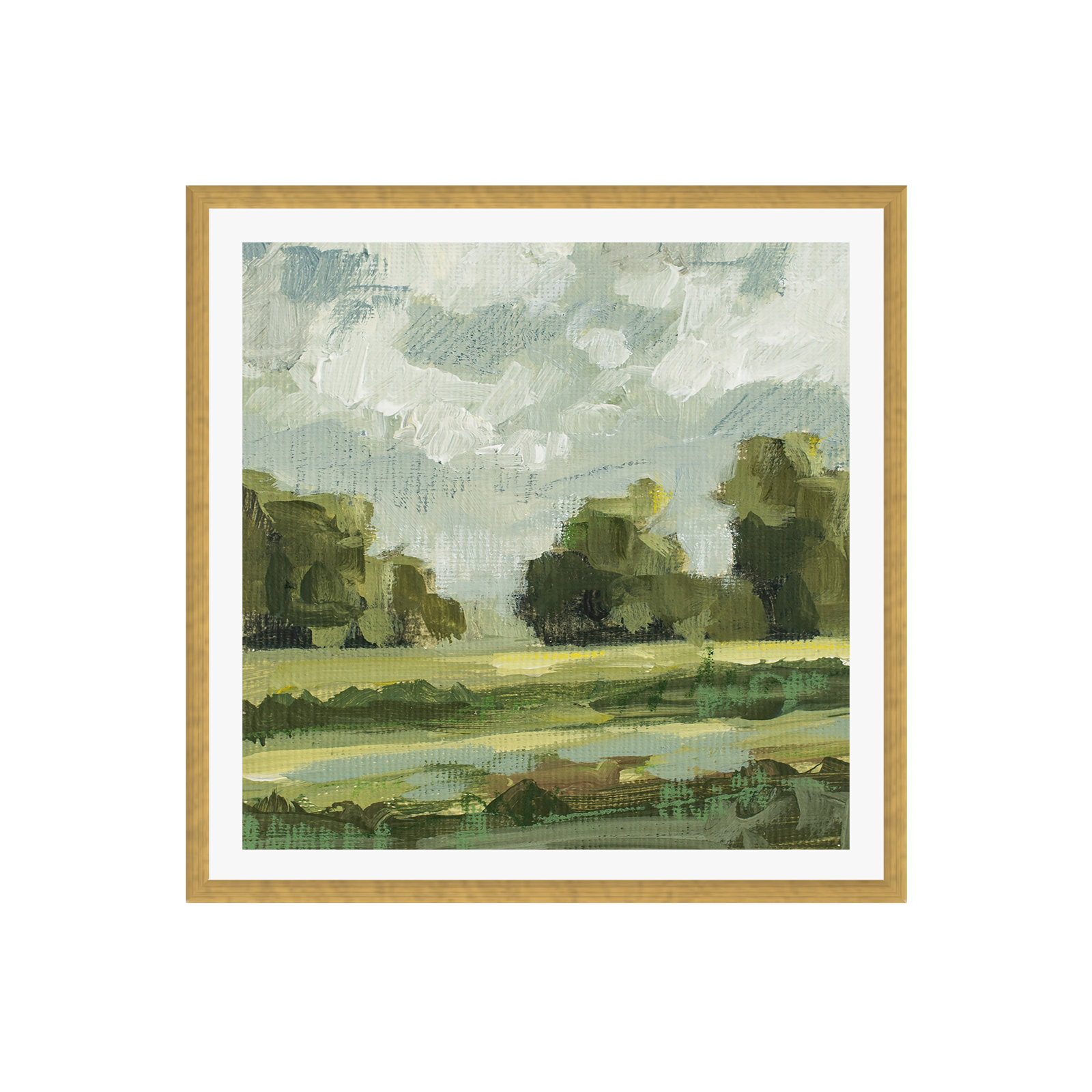 Abstract Landscape Pair 12 by Miss Mustard Seed, Yes, Gold Framed Paper, 36" H x 36" W x 0.75" D