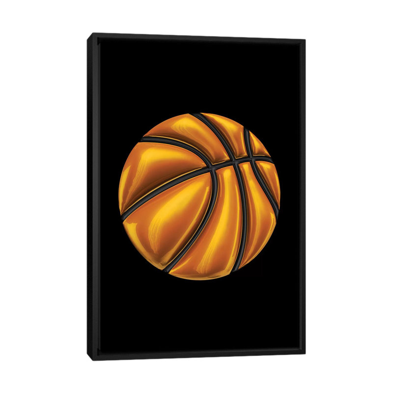 «Basketball», impression sur toile, H 26 po x l 18 po x P 1,5 po, Toile avec cadre noir, Pas de tapis
