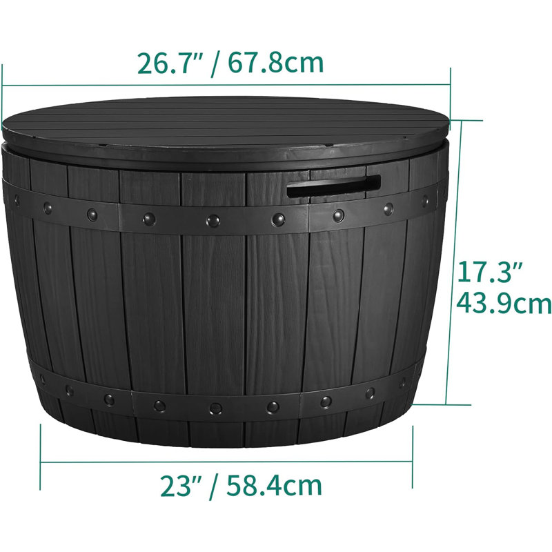 Kazoo 26.7'' W 33 Gallons Water Resistant Resin Lockable Deck Box in Black
