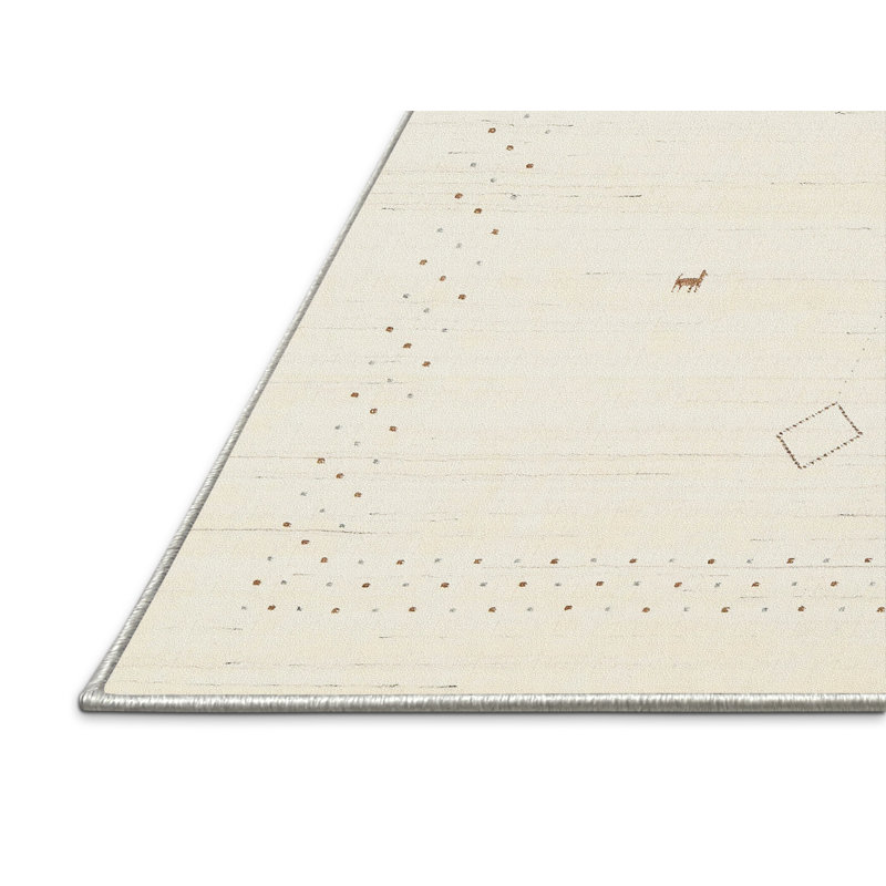 Tapis de zone blanche contemporaine, Rectangle 5 pi x 7 pi