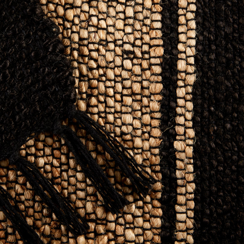 Tapis noir en coton tissé à la main Yisroel
