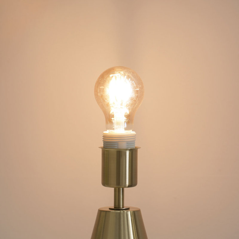 Jax Metal Dimmable Touch Table Lamp with Velvet Drum Shade with LED Bulb, Navy Blue, Gold