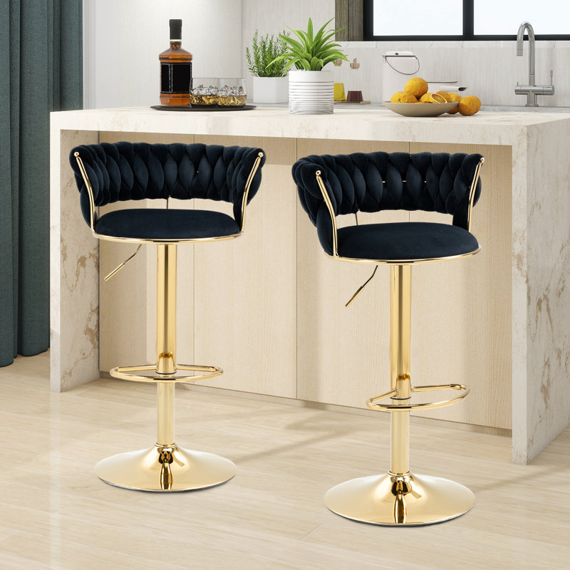 Tabourets de bar pivotants à hauteur réglable, Noir