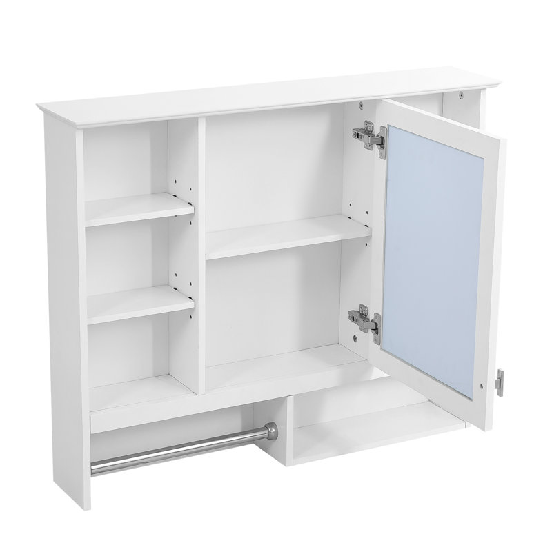 Armoires à pharmacie avec rangement, salle de bain murale moderne en MDF blanc de 35 pouces