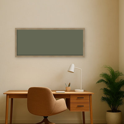 Framed Fabric Pinboard, 17x41 Olive Driftwood Design Bulletin Board for Wall Organization