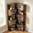 6 Tier Corner Bookshelf,66" Tall L Shaped Bookshelf With Baffle,Wooden Bookcase With Open Shelf Units