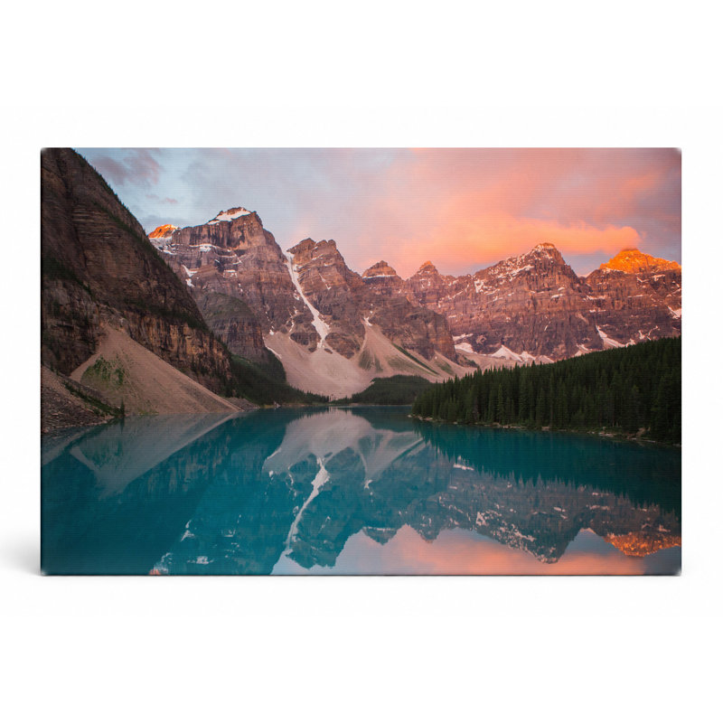 Moraine Lake Sunrise Reflection - Art mural sur toile paysage, 18" W x 12" H