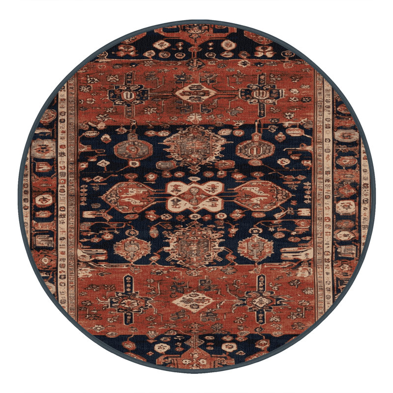 Tapis brun turc lavable à la machine, Rond 5 pi