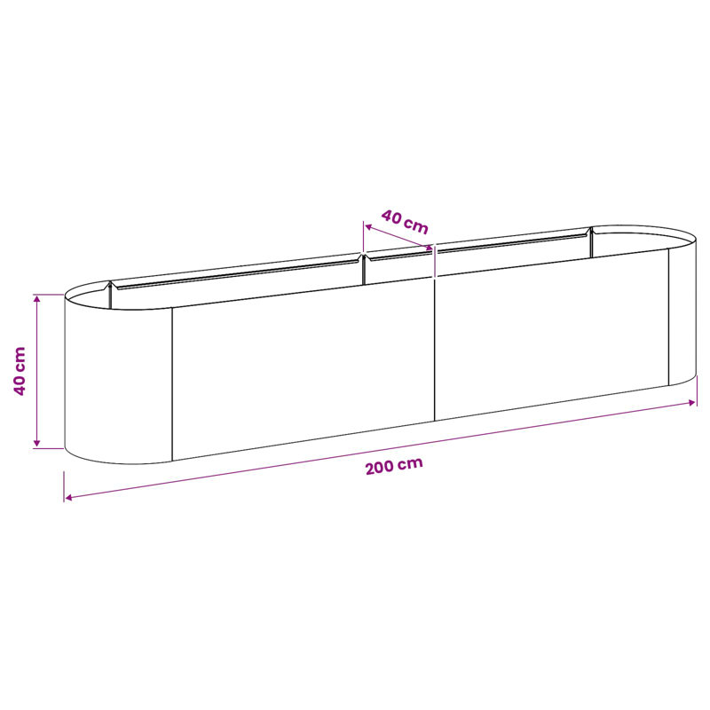 Raised Garden Bed, 40cm H x 200cm W x 40cm D, Weathering Steel