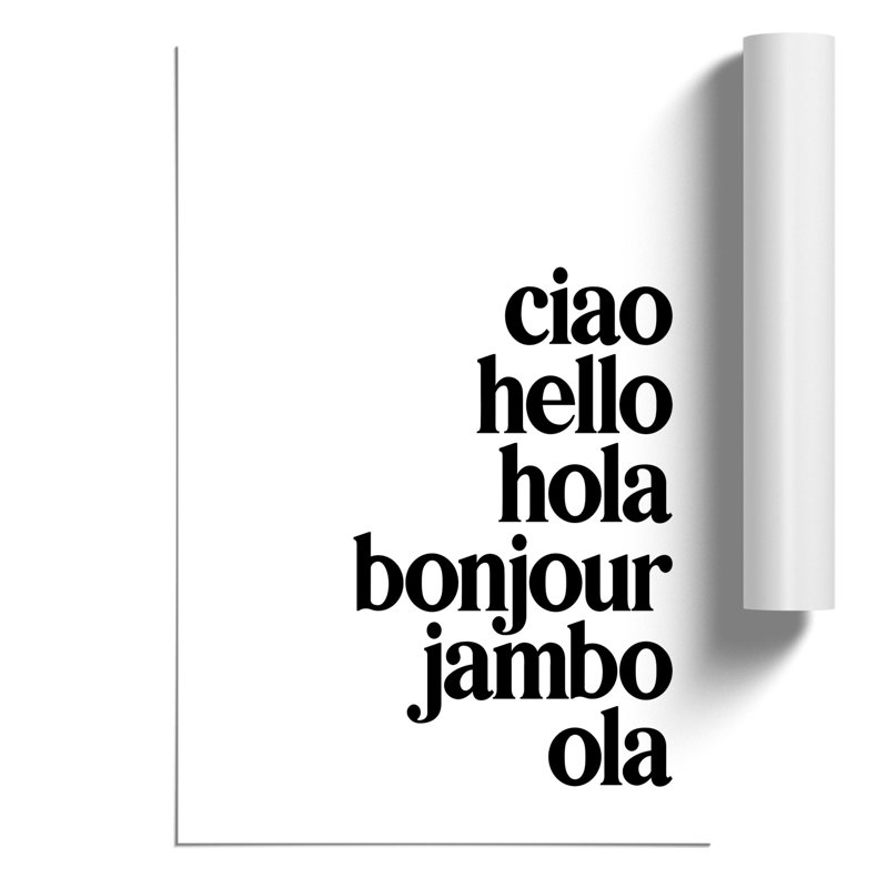 Language of Hello - Unframed Typography, 84cm H x 59cm W x 0.1cm D