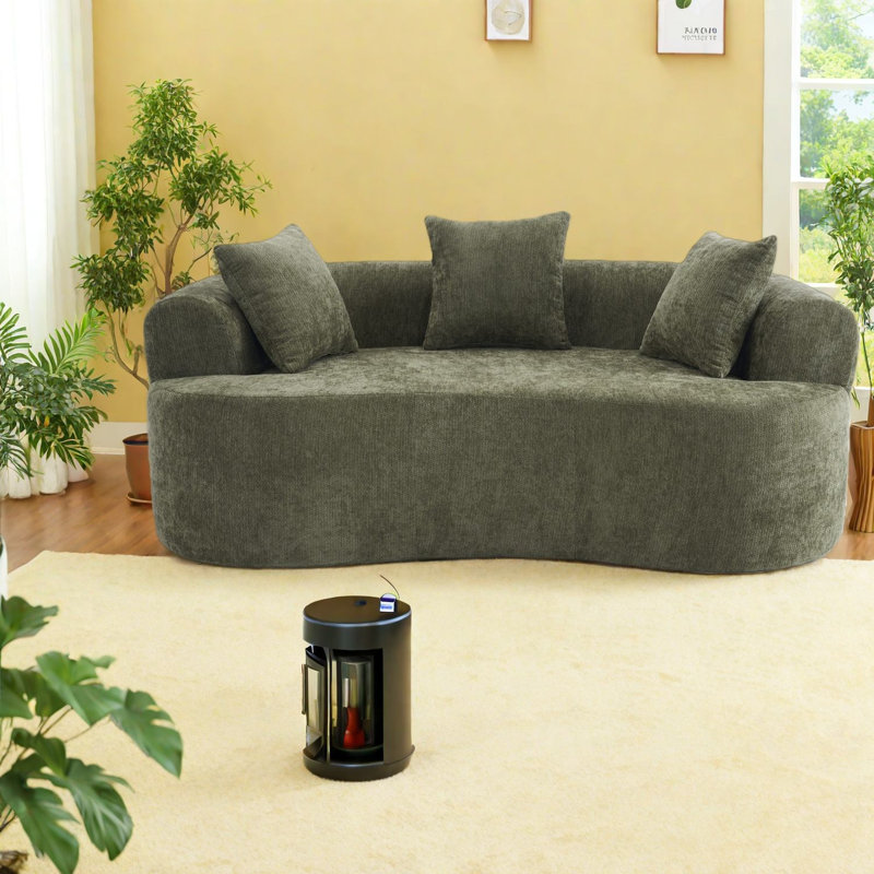 Causeuse incurvée à compression moderne en chenille de 66,9 pouces pour la maison