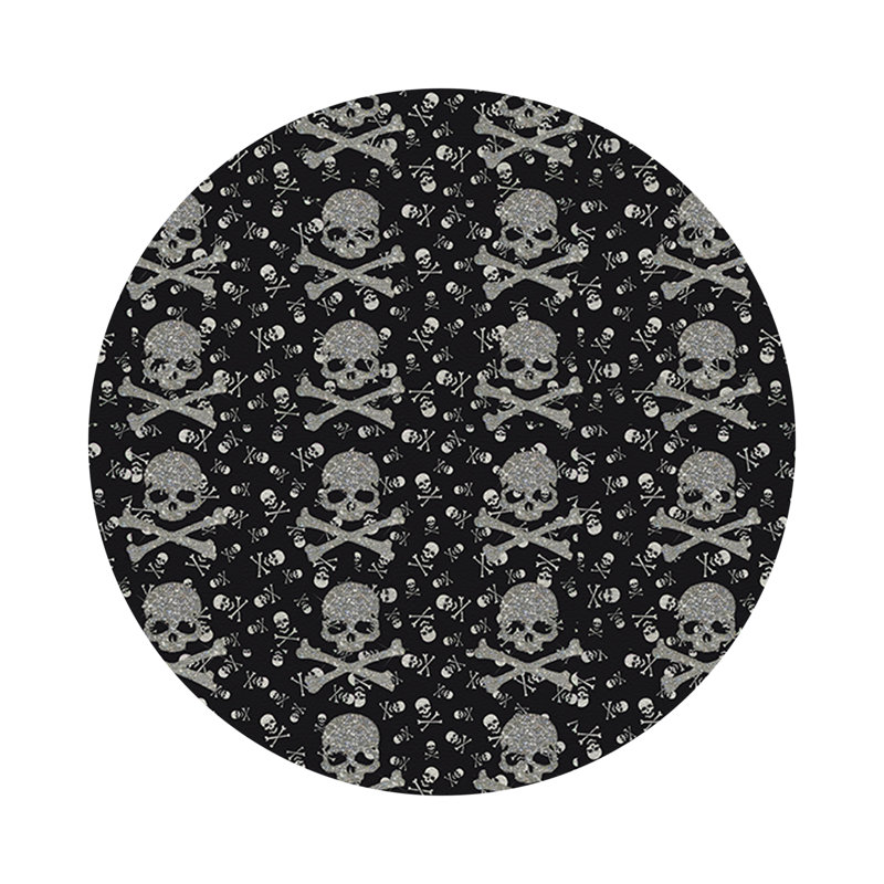 Crossbones Small Vegan Leather Round Pebble Placemat
