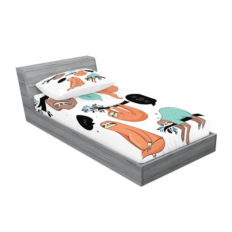 Multicolore drap-housse et coussin décoratif Ambesonne, Ensemble de draps pour lit simple TG + 5 articles 