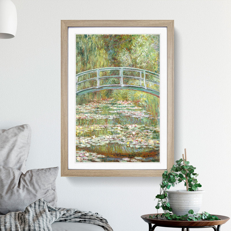 The Japanese Footbridge Vol.1 by Claude Monet - Picture Frame Painting, Oak, 36cm H x 27cm W x 2cm D
