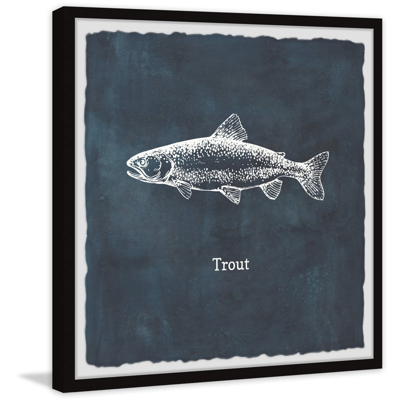 Trout In Blue - Single Picture Frame Print, 81cm H x 81cm W x 3.81cm D