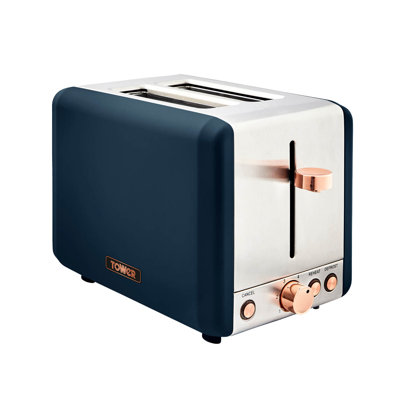 Tower Cavaletto 2-Slice Toaster with Defrost/Reheat, Stainless Steel, 850W