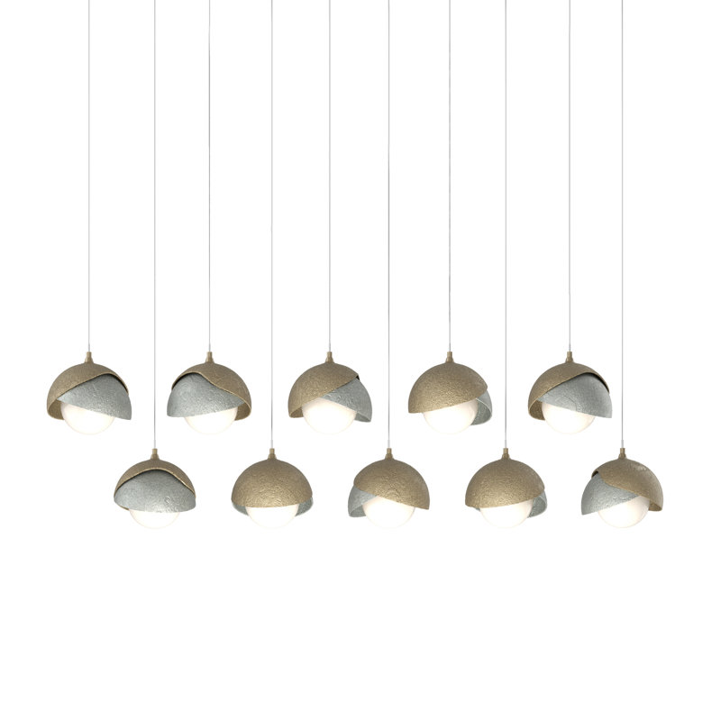 Brooklyn 10 - Light Double Shade Linear Pendant, Long: 10" to 130", Soft Gold, Vintage Platinum