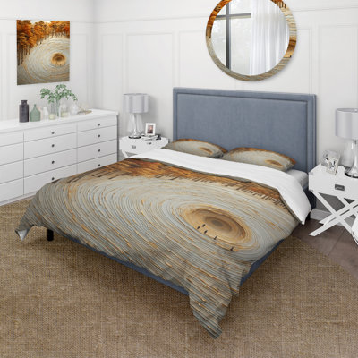 Ensemble de housse de couette orange et blanc avec spirale abstraite Serenity I - Abstract Botanicals