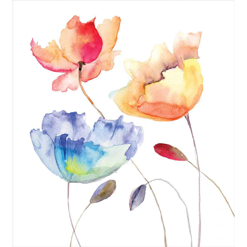 Ensemble de housse de couette Watercolor Flower, Housse de couette grand + 2 taies décoratives