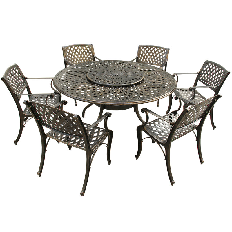 Cassady 6 - Person Metal Patio Dining Set with Round Table