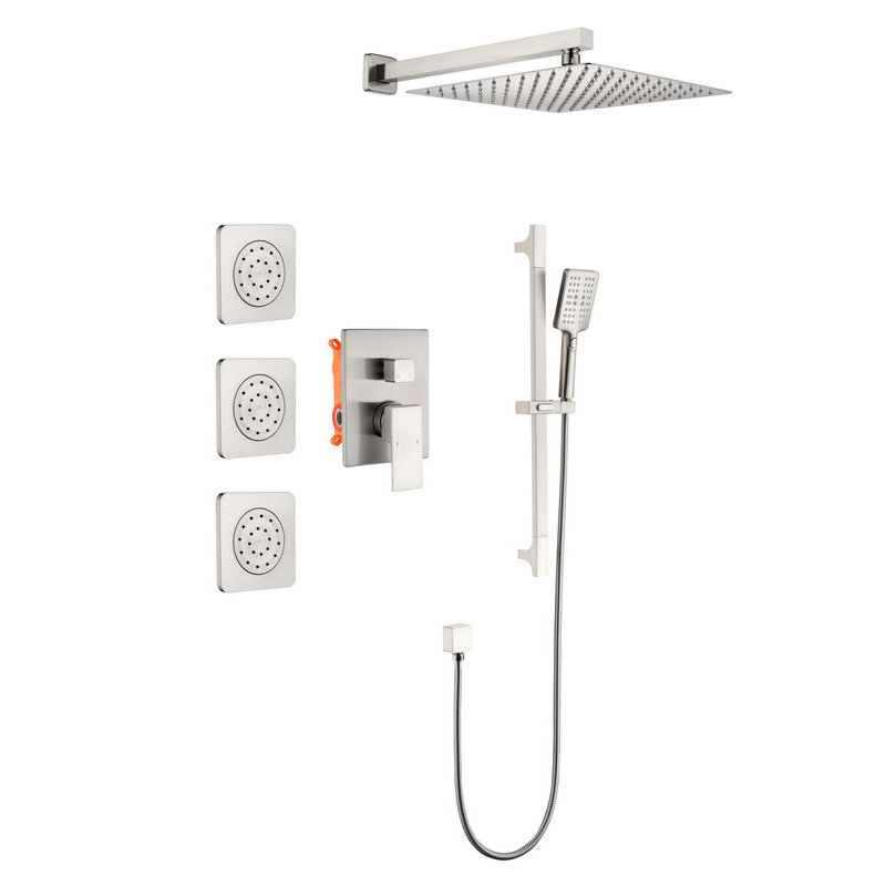 All - Inclusive Luxury Shower System - Shower Head, Hand Shower & 3 Bodysprays | Dual - Control Cartridges, Slide Bar Included