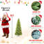 Arbre de Noël mince de 4 pi avec 150 lumières DEL blanc chaud - 424 pointes en PE + PVC, conception à charnières peu encombrante, installation facile, support en métal robuste - arbre à crayons réaliste pour les petits espaces-118032816