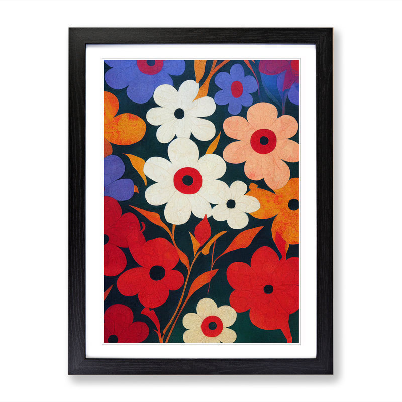 FRM-V0523-830X Floral Patchwork - Single Picture Frame Print, 34cm H x 25cm W x 2cm D, Oak Framed