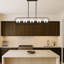 Adjustable Height 5 Lights Metal Body Glass Cap Kitchen Island Pendant