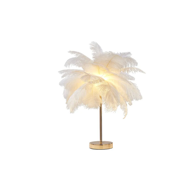 Terric 7.41'' Gold Table Lamp Art Deco Beside Desk Lamp for Bedroom, White