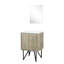 24 po De salle de bain rustique avec comptoir en quartz blanc, miroir inclinable réglable de 18 po, mécanisme de fermeture en douceur et comptoir de salle de bain large, plateau de table incliné